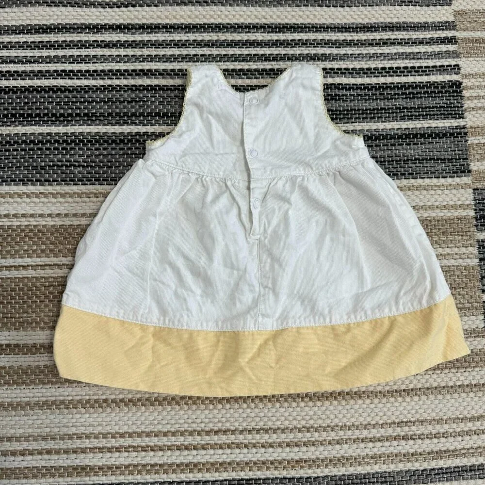 Vintage Carters Baby Girl Sleeveless Duck Dress 100% Cotton White Yellow Size 3M